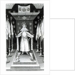 Oliver Cromwell standing in state; by English School