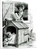 Dog sleeping and cockerel singing, from J. Thomson's 'Public and Private Life of Animals' by English School