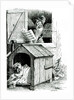 Dog sleeping and cockerel singing, from J. Thomson's 'Public and Private Life of Animals' by English School