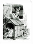 Dog sleeping and cockerel singing, from J. Thomson's 'Public and Private Life of Animals' by English School