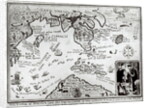 Map of America and directions to China as believed to be a copy of a 16th century original by School English