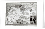 Map of America and directions to China as believed to be a copy of a 16th century original by School English