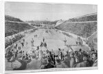 Revival of the Olympic Games in Athens: Loues winning the race from Marathon, 10th April 1896 by English School