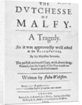 Title page of 'The Dutchesse of Malfy' by John Webster, 1640 by English School
