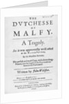 Title page of 'The Dutchesse of Malfy' by John Webster, 1640 by English School