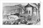 Striking miners attack cottages occupied by non-union workers, 1870 by English School
