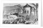 Striking miners attack cottages occupied by non-union workers, 1870 by English School