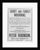 Court and family mourning advertisement by Anonymous