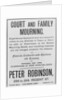 Court and family mourning advertisement by Anonymous