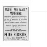 Court and family mourning advertisement by Anonymous