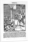 Christ Driving the Tradesmen and Money Lenders from the Temple from 'Passional Christi und Antichristi' by Philipp Melanchthon, published in 1521 by Lucas The Elder (studio of) Cranach