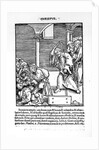 Christ Driving the Tradesmen and Money Lenders from the Temple from 'Passional Christi und Antichristi' by Philipp Melanchthon, published in 1521 by Lucas The Elder (studio of) Cranach