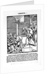 Christ Driving the Tradesmen and Money Lenders from the Temple from 'Passional Christi und Antichristi' by Philipp Melanchthon, published in 1521 by Lucas The Elder (studio of) Cranach
