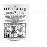A Decade of Grievances, Alexander Leighton's pamphlet assaulting the institution of episcopacy, 1641 by English School