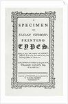 A specimen of Isaiah Thomas's printing types, 1785 by Anonymous