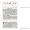 First issue of 'The Tatler, 1709 by English School