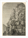 Ascent of the Great Pyramid, engraved from a photograph by English School
