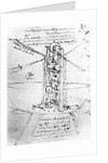 Vertically standing bird's-winged flying machine, fol. 80r from Paris Manuscript B, 1488-90 by Leonardo da Vinci