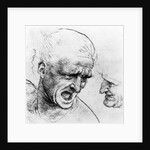 Studies for the heads of two soldiers in 'The Battle of Anghiari', c.1504-05 by Leonardo da Vinci