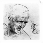 Studies for the heads of two soldiers in 'The Battle of Anghiari', c.1504-05 by Leonardo da Vinci