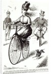 Cartoon of a Lady on a Velocipede, 1869 by American School