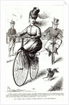 Cartoon of a Lady on a Velocipede, 1869 by American School