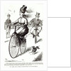 Cartoon of a Lady on a Velocipede, 1869 by American School