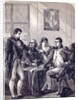Ferdinand of Spain resigning his crown at the dictation of the Emperor Napoleon by English School