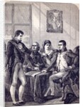 Ferdinand of Spain resigning his crown at the dictation of the Emperor Napoleon by English School