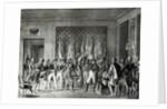 Napoleon gives the flags won at Austerlitz in 1805 to the Mayors of Paris visiting him at Schonbrunn by L. Marin