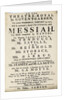 Playbill advertising a performance of Handel's Oratorio, 'Messiah' in 1777 by English School