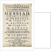 Playbill advertising a performance of Handel's Oratorio, 'Messiah' in 1777 by English School