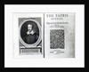 Portrait of Edmund Spenser and the frontispiece to his poem 'The Faerie Queene' , originally published in 1590 by George Vertue