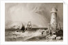 South Wall Lighthouse with Howth Hill in the Distance, Dublin by William Henry (after) Bartlett