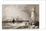 South Wall Lighthouse with Howth Hill in the Distance, Dublin by William Henry (after) Bartlett