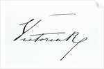 Signature of Queen Victoria (pen and ink on paper by Anonymous