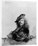 Self portrait leaning on a stone sill, 1639 by Rembrandt Harmensz. van Rijn