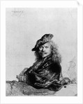 Self portrait leaning on a stone sill, 1639 by Rembrandt Harmensz. van Rijn