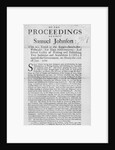 An Account of the Proceedings against Samuel Johnson, 1686 by English School