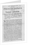 An Account of the Proceedings against Samuel Johnson, 1686 by English School