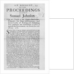 An Account of the Proceedings against Samuel Johnson, 1686 by English School