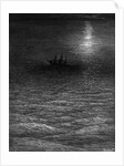 The marooned ship in a moonlit sea by Gustave Dore