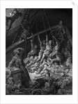 The dead sailors rise up and start to work the ropes of the ship so that it begins to move by Gustave Dore