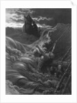The mariner, as his ship is sinking, sees the boat with the Hermit and Pilot by Gustave Dore