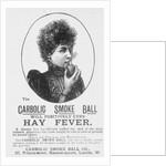 Advertisement for the Carbolic Smoke Ball, a cure for hay fever by English School