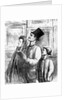 Family visiting the Paris salon of 1863 and commenting on the painting 'Olympia' by Manet, cartoon from 'Charivari' magazine, 19 June, 1865 by Honore Daumier