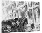 Artist being comforted at the 1859 Paris Salon over the position of his work in the exhibition by Honore Daumier
