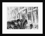 Artist being comforted at the 1859 Paris Salon over the position of his work in the exhibition by Honore Daumier