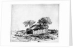 Cottage with a white paling, 1648 by Rembrandt Harmensz. van Rijn