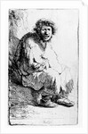 Beggar seated on a bank, 1630 by Rembrandt Harmensz. van Rijn